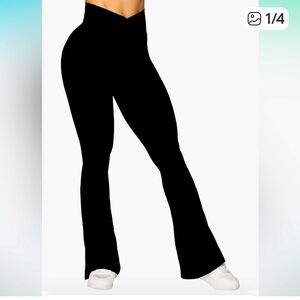 SUNZEL Black Flared Wide Leg Yoga Legging Pants Size M NWOT